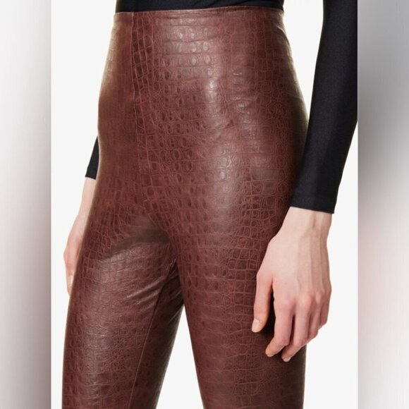 COMMANDO brown XS Croc-effect high-rise faux-leather leggings slimming - Picture 6 of 16